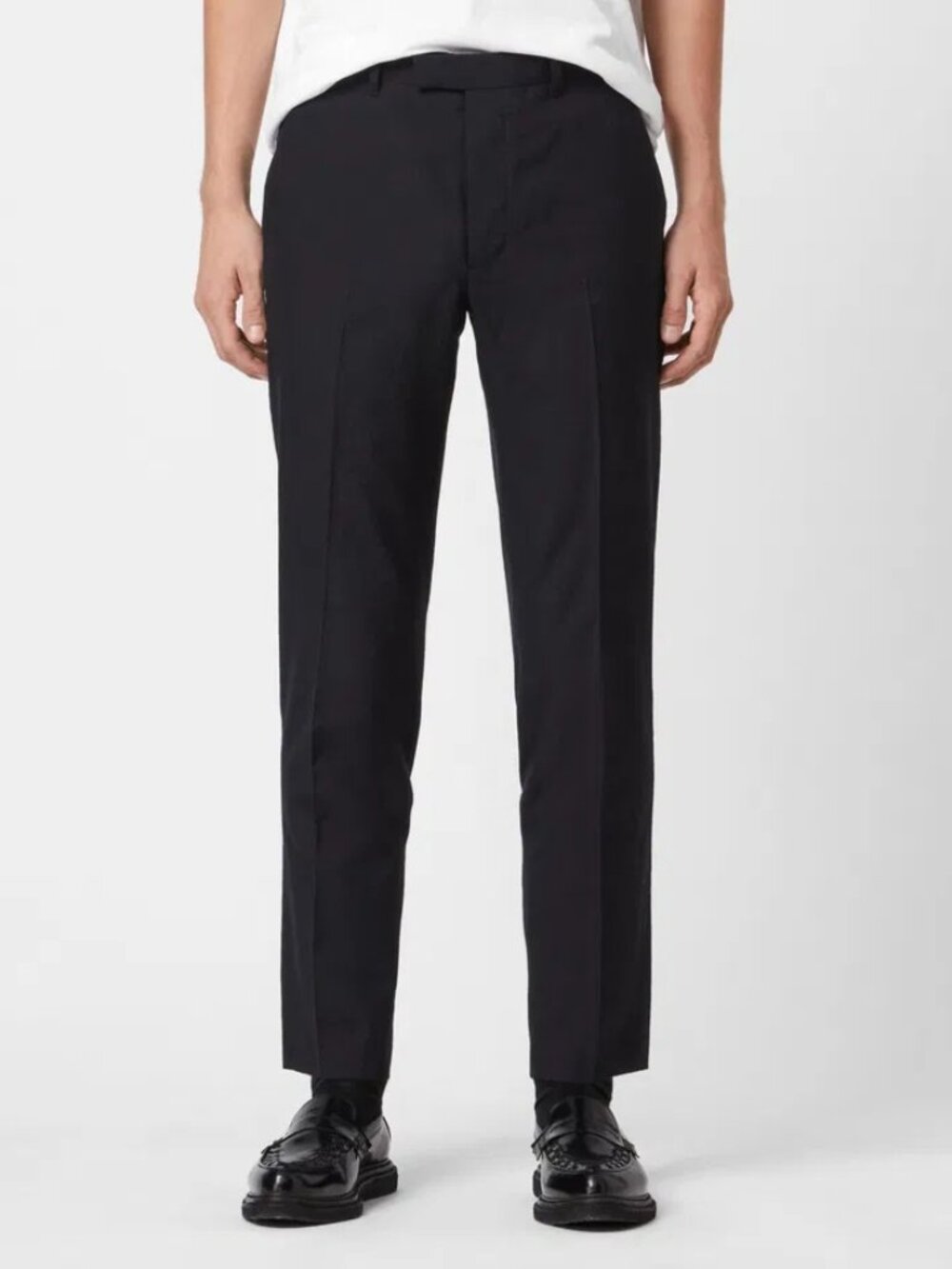 ALLSAINTS 100% Wool Tailored Black Cropped Slim Dress Trousers Quiet Luxury 28